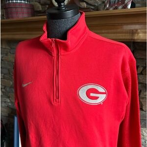 NIKE 🏈 NWT Men’s Red ‘UGA Athletic Department’ Quarter Zip Sweatshirt - Size LG
